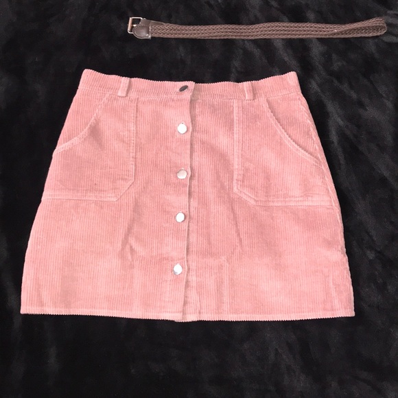 Dresses & Skirts - Corduroy pink skirt with belt